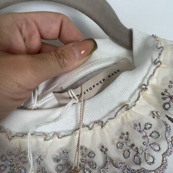 NWT CHRISTOPHER KANE Ruffle Trim Tee Shirt Size Small - Picture 7 of 11